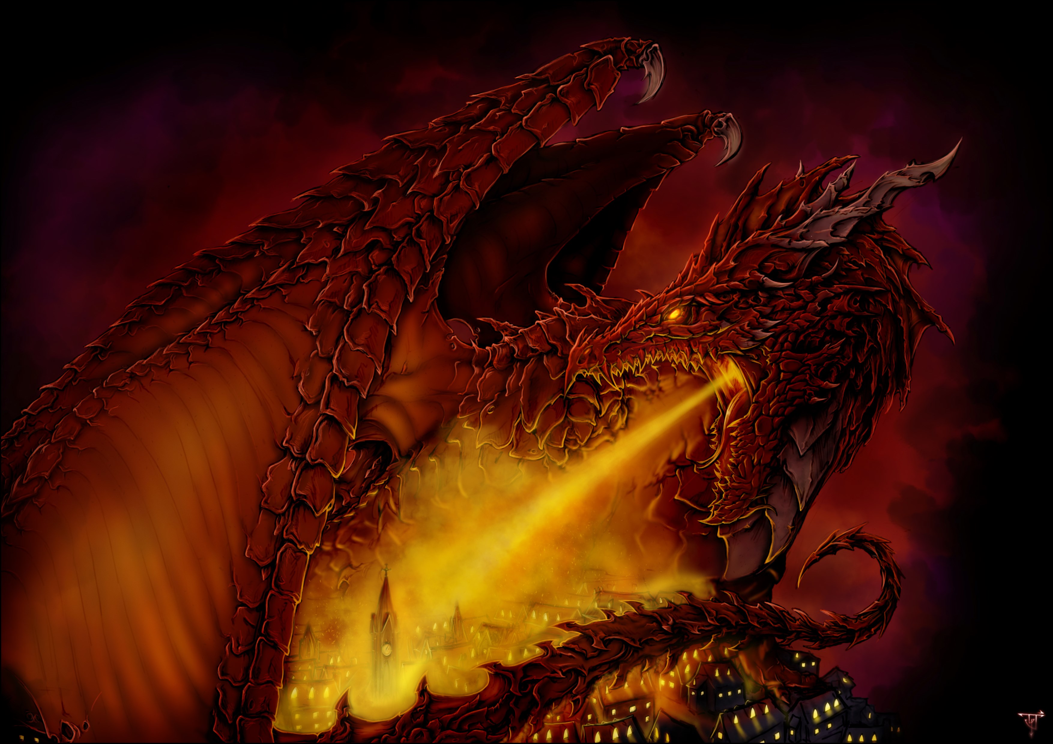 Картинка дракон обои. Огненный дракон Смауг. Аркат дракон огня. Кайвакса демон дракон. Красный огнедышащий дракон.