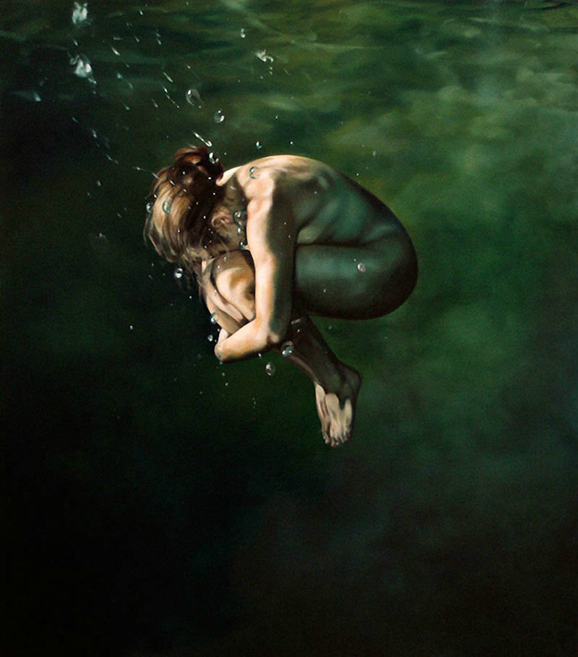 Энн утонувшие девушки. Реалистическая живопись Eric Zener. Девушка тонет в воде.