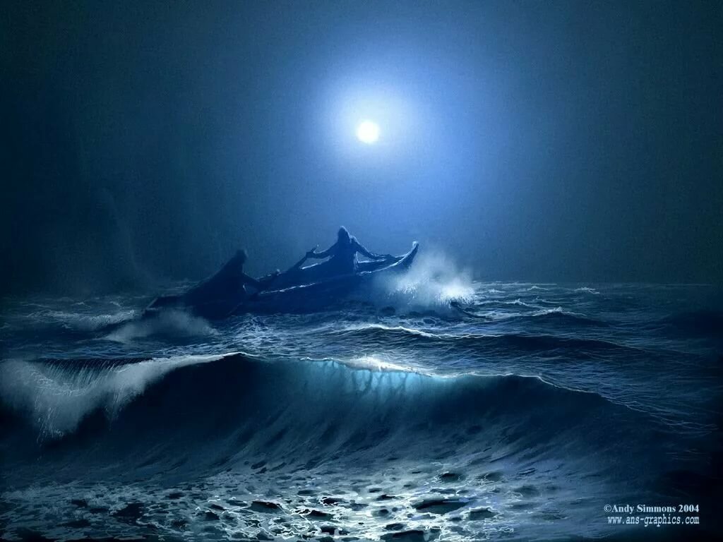 Морские волны ночью