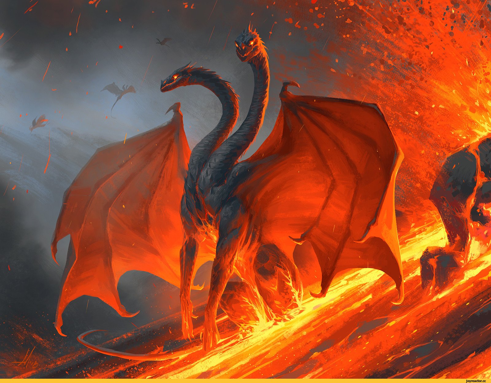 Огнедышащий трёхголовый дракон