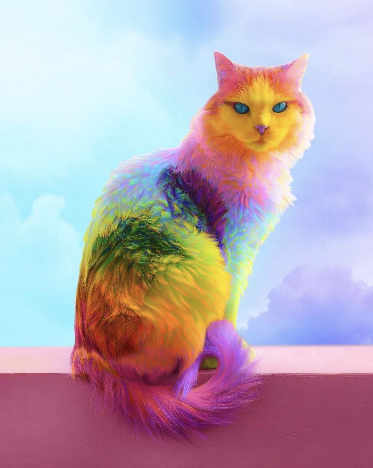 Включи радужные друзья кот. Рейнбоу Кэт. Радужная кошка. Разноцветная кошка. Радужные котята.