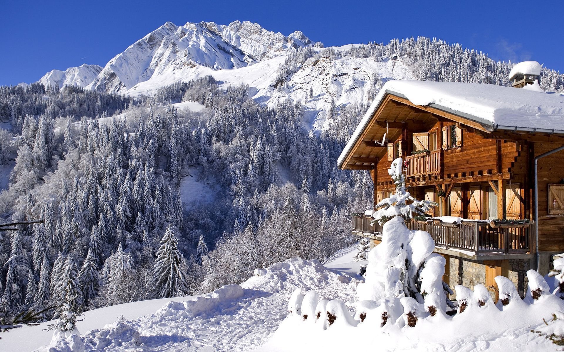 швейцария домик в горах зима