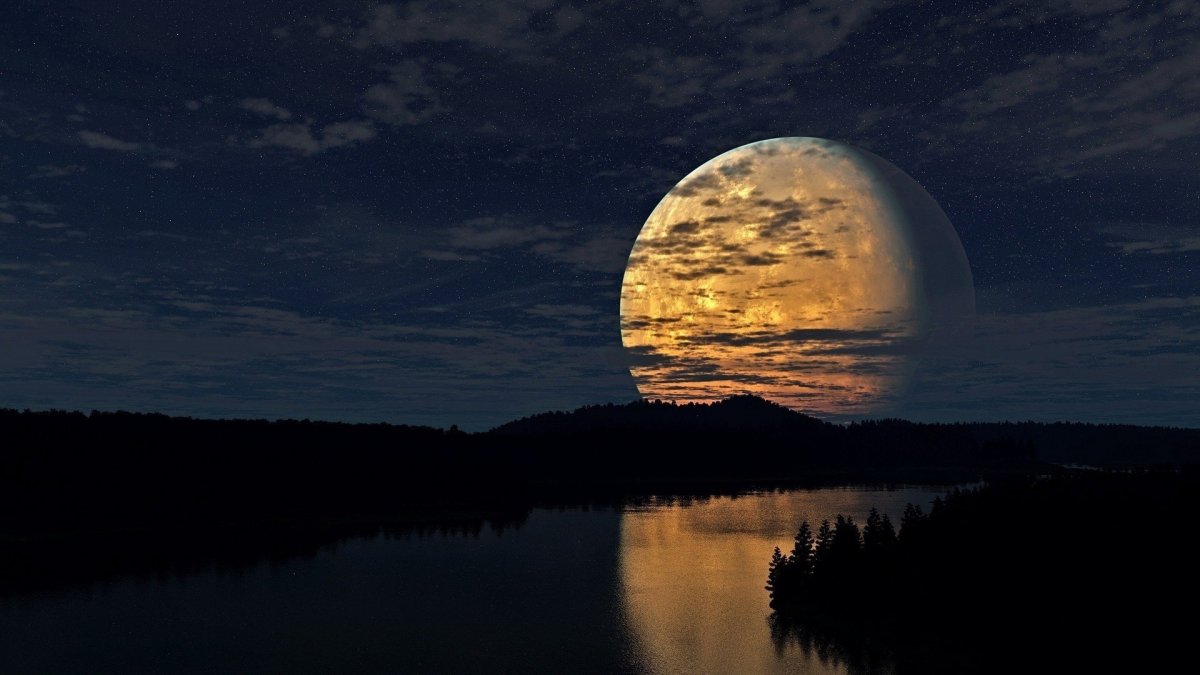 Звездное небо с луной
