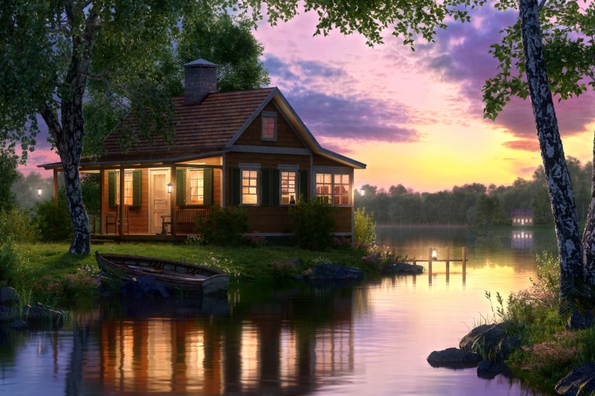 Уютный дом на берегу озера