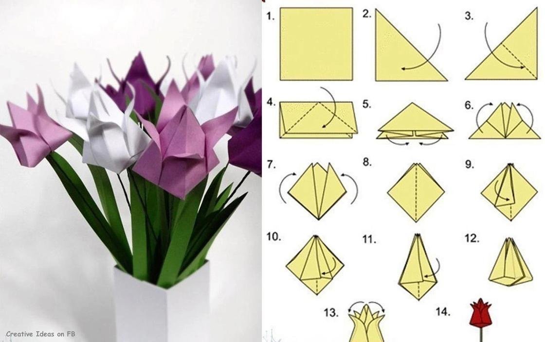 Оригами из бумаги цветы - 59 фото